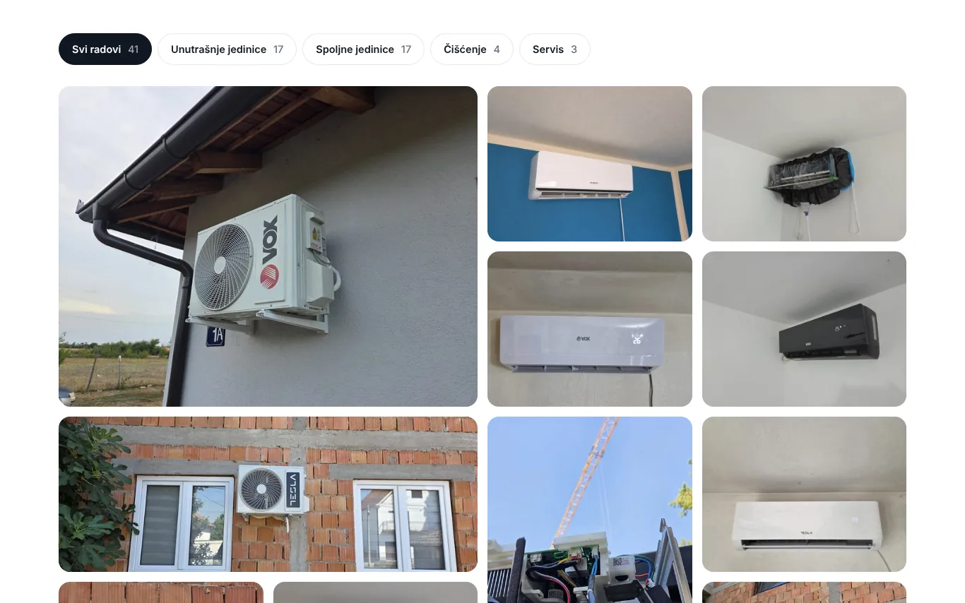 Galerija radova sa filterima po vrsti posla